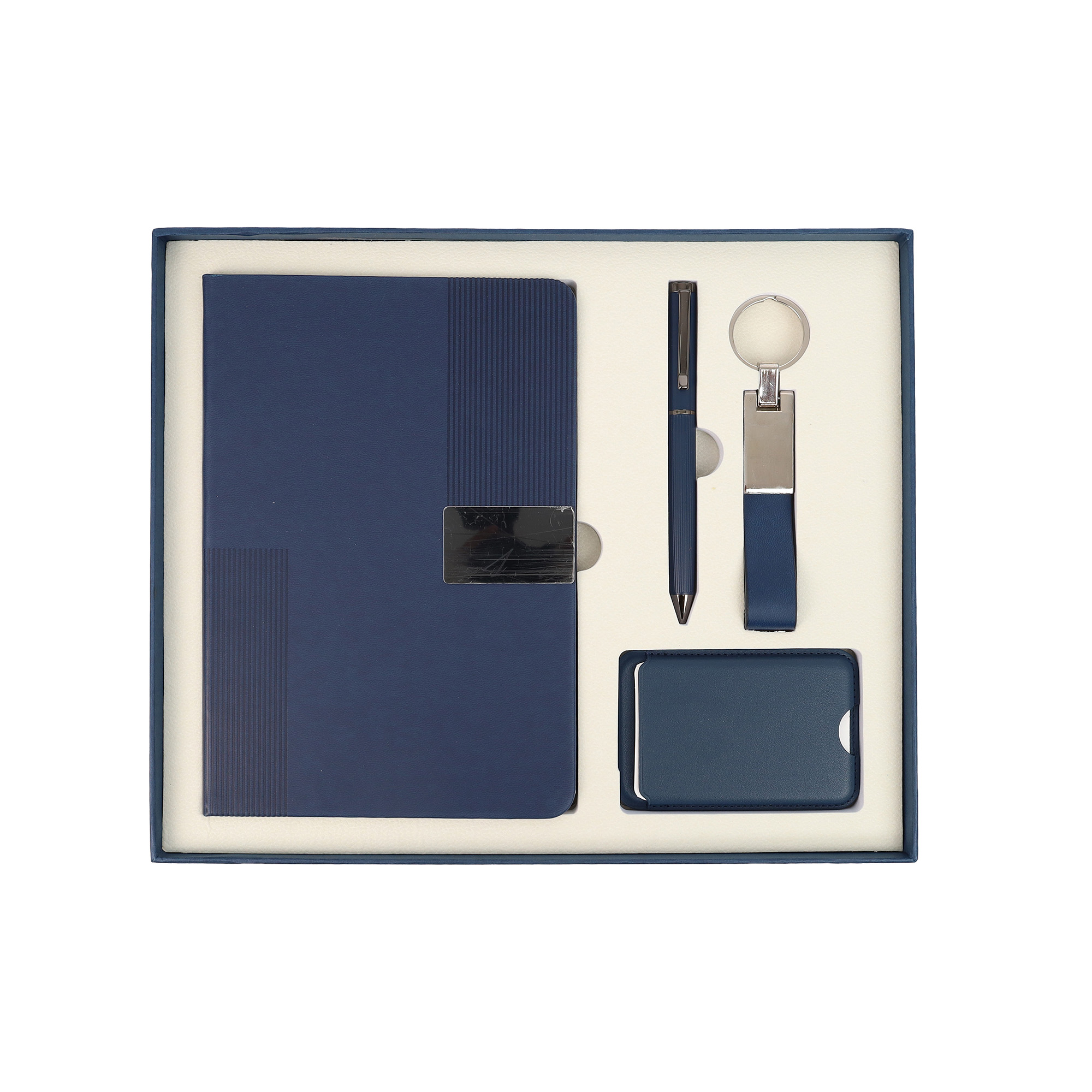 ASTORIA-Notebook, Card Holder, Keychain Gift Set-Blue