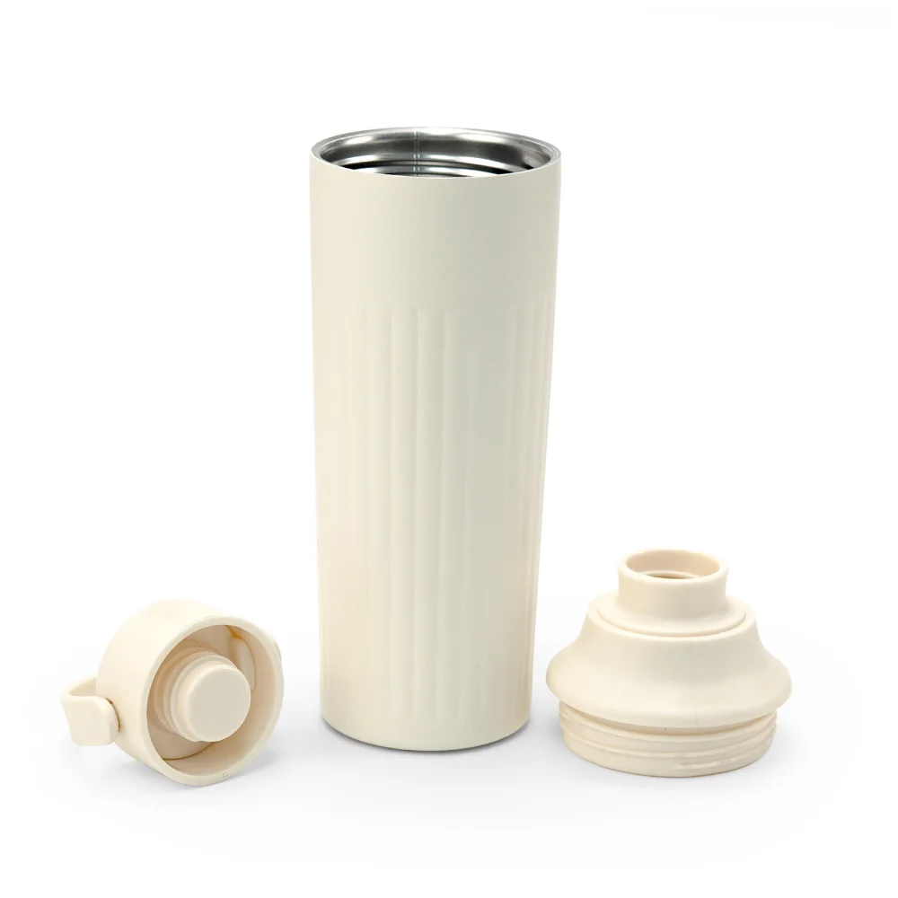 Dual Opening SS Bottles, Double-Wall Insulated Body, Powder Coated, 500ml-White