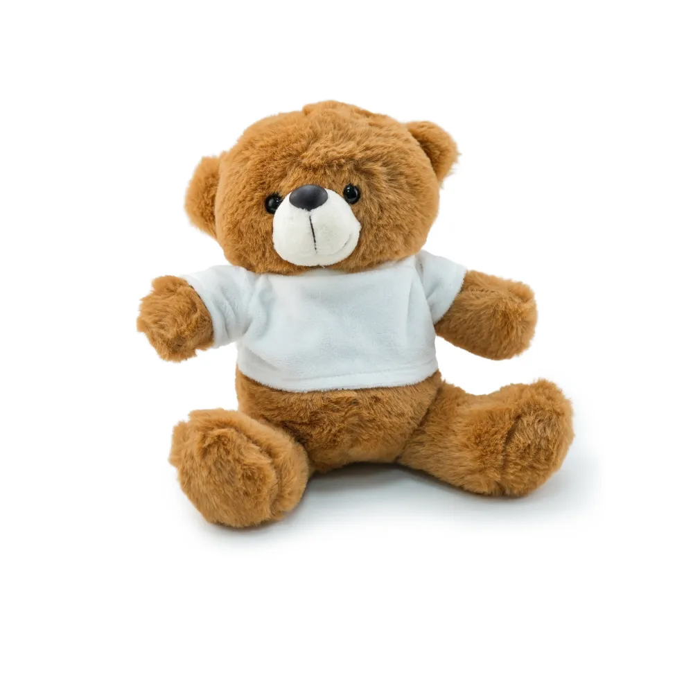 Promotional Teddy Bear Toys with Printable White Tshirt-Dark Brown