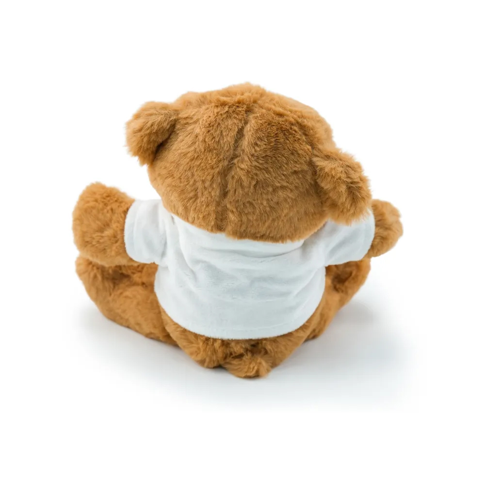 Promotional Teddy Bear Toys with Printable White Tshirt-Dark Brown