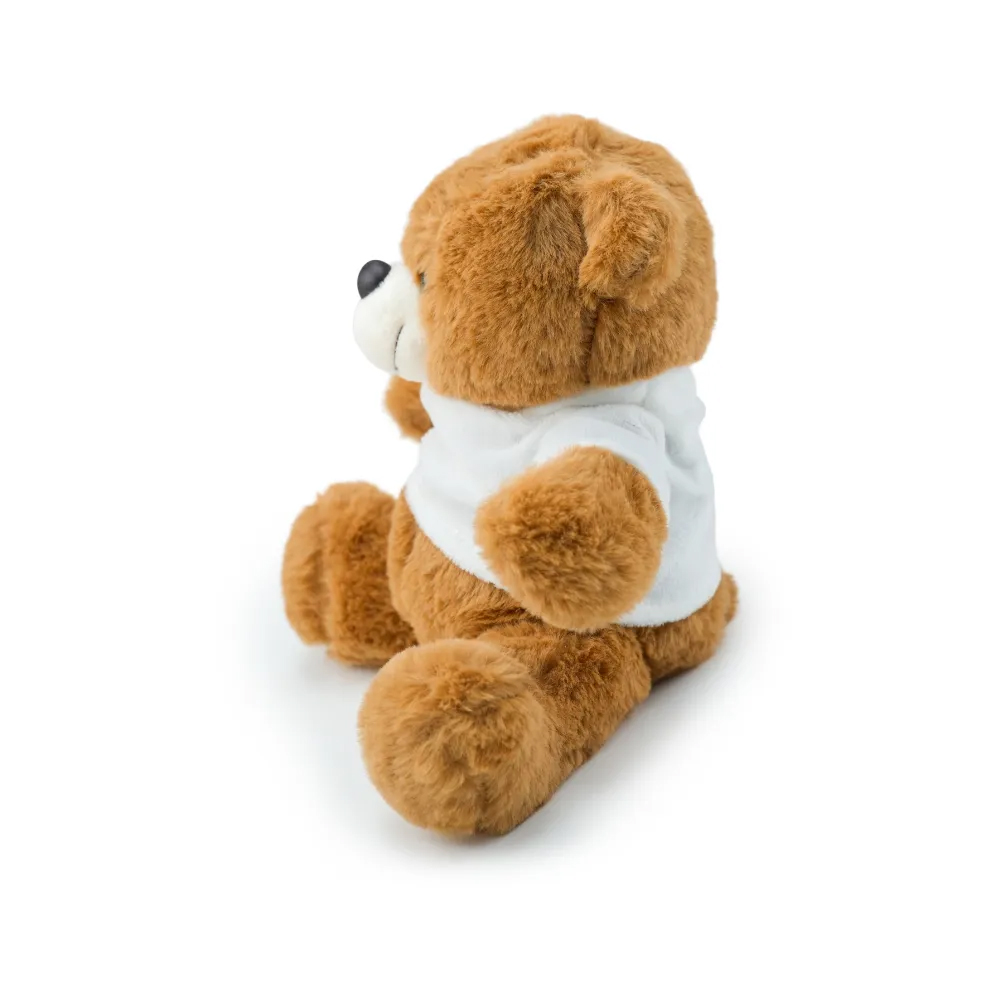 Promotional Teddy Bear Toys with Printable White Tshirt-Dark Brown