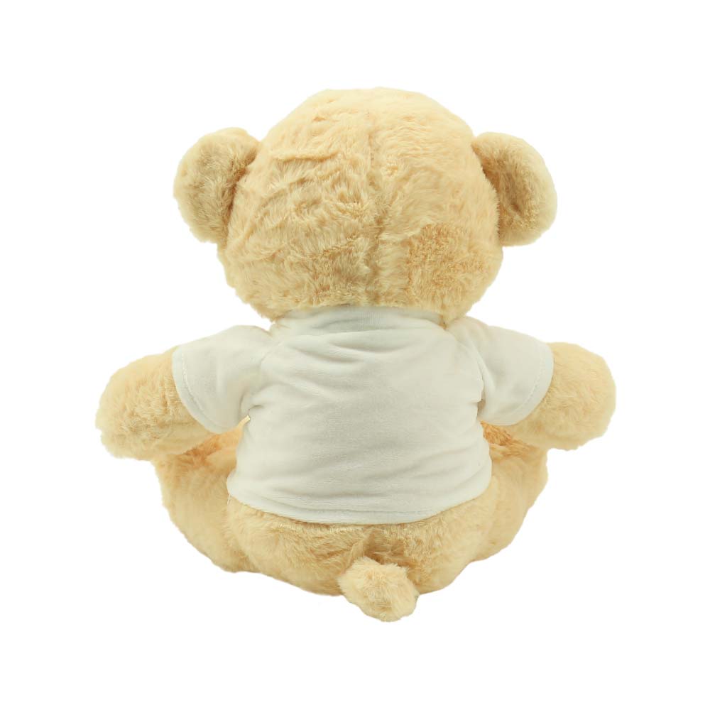 Promotional Teddy Bear Toys with Printable White Tshirt-Light Brown