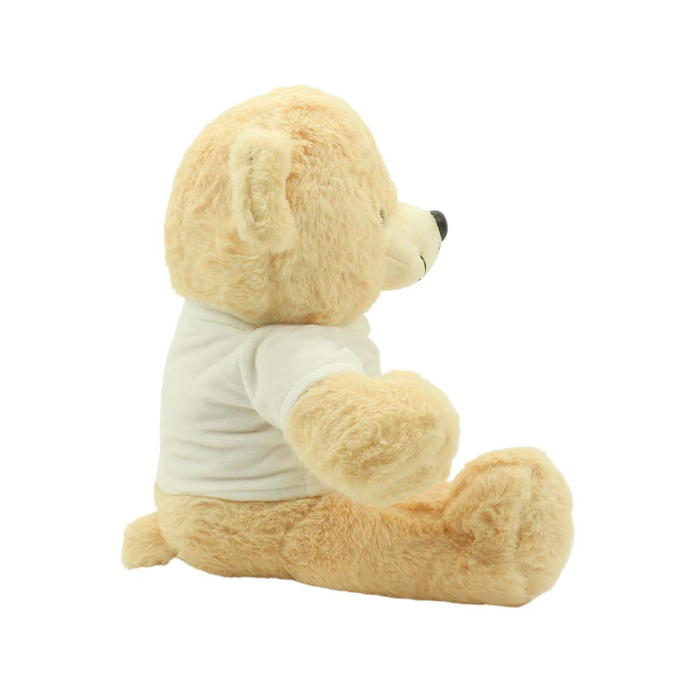 Promotional Teddy Bear Toys with Printable White Tshirt-Light Brown