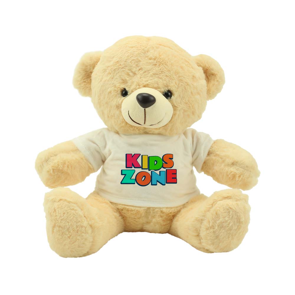 Promotional Teddy Bear Toys with Printable White Tshirt-Light Brown