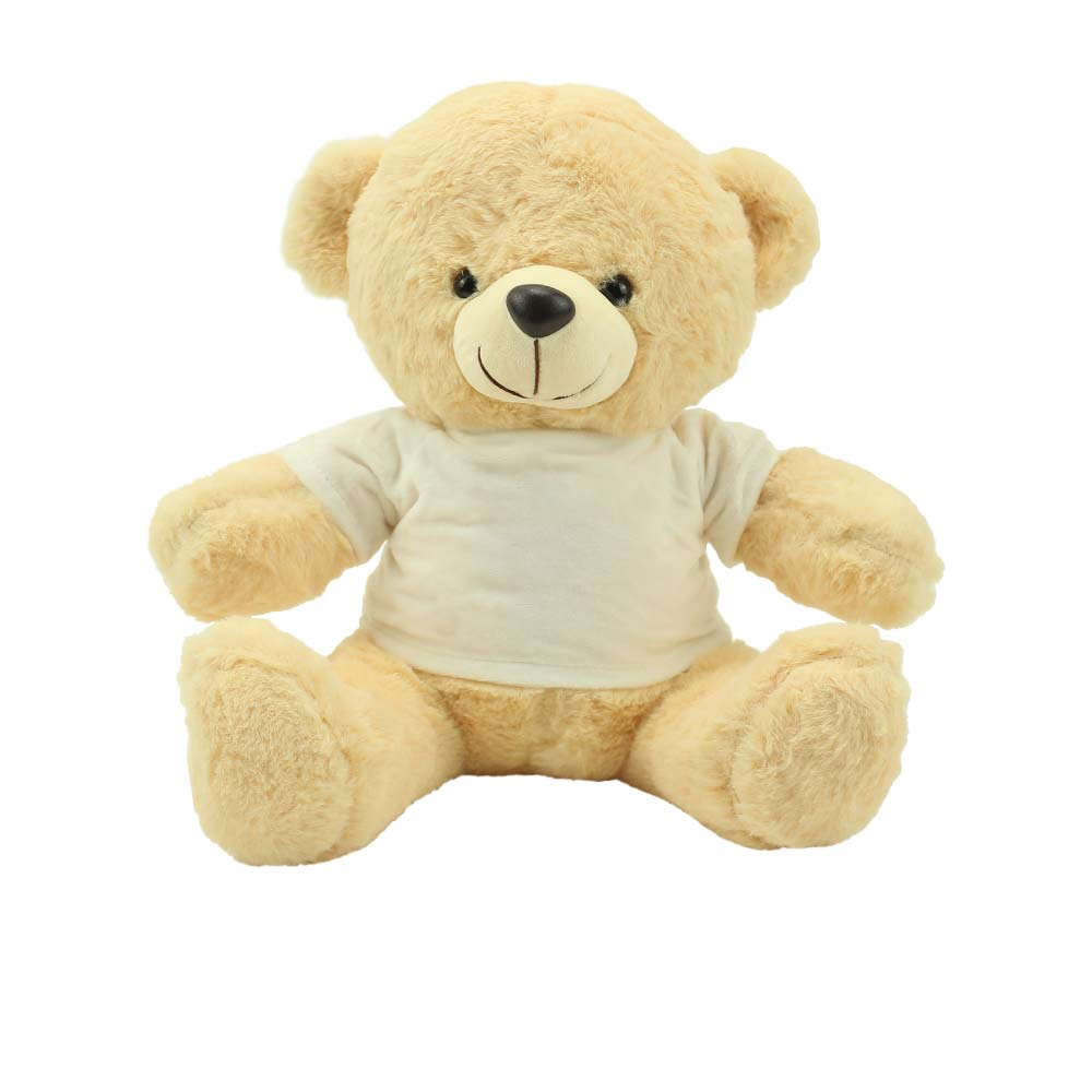 Promotional Teddy Bear Toys with Printable White Tshirt-Light Brown
