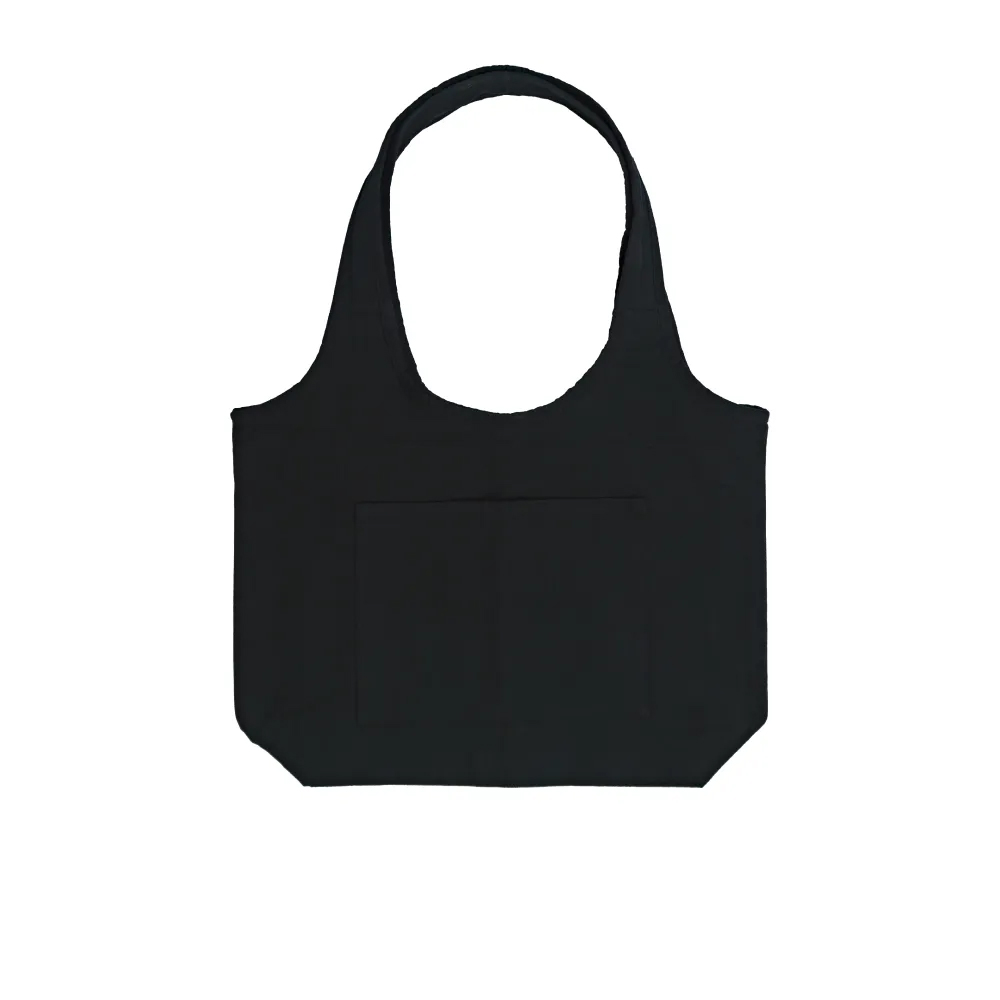 Cotton Hobo Bags with Front Pocket, 340 GSM (10 oz)-Black