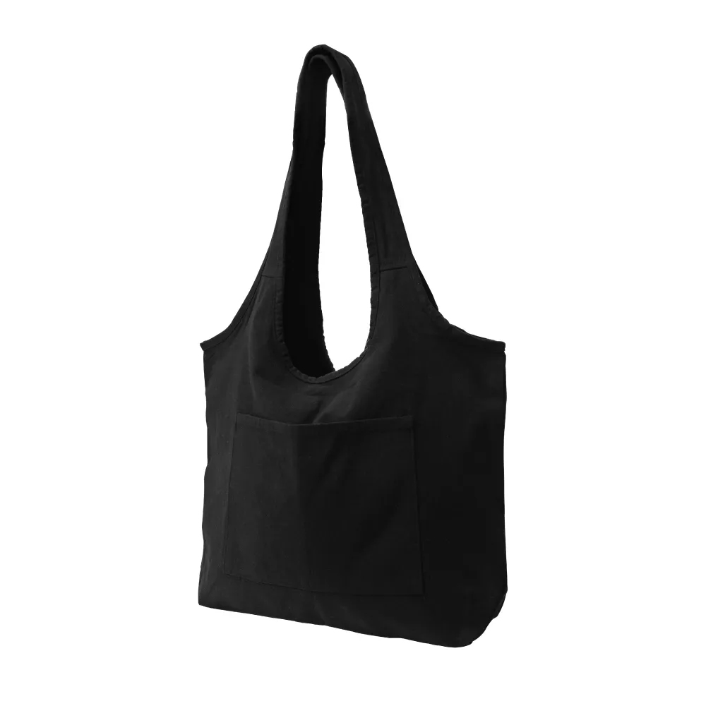 Cotton Hobo Bags with Front Pocket, 340 GSM (10 oz)-Black