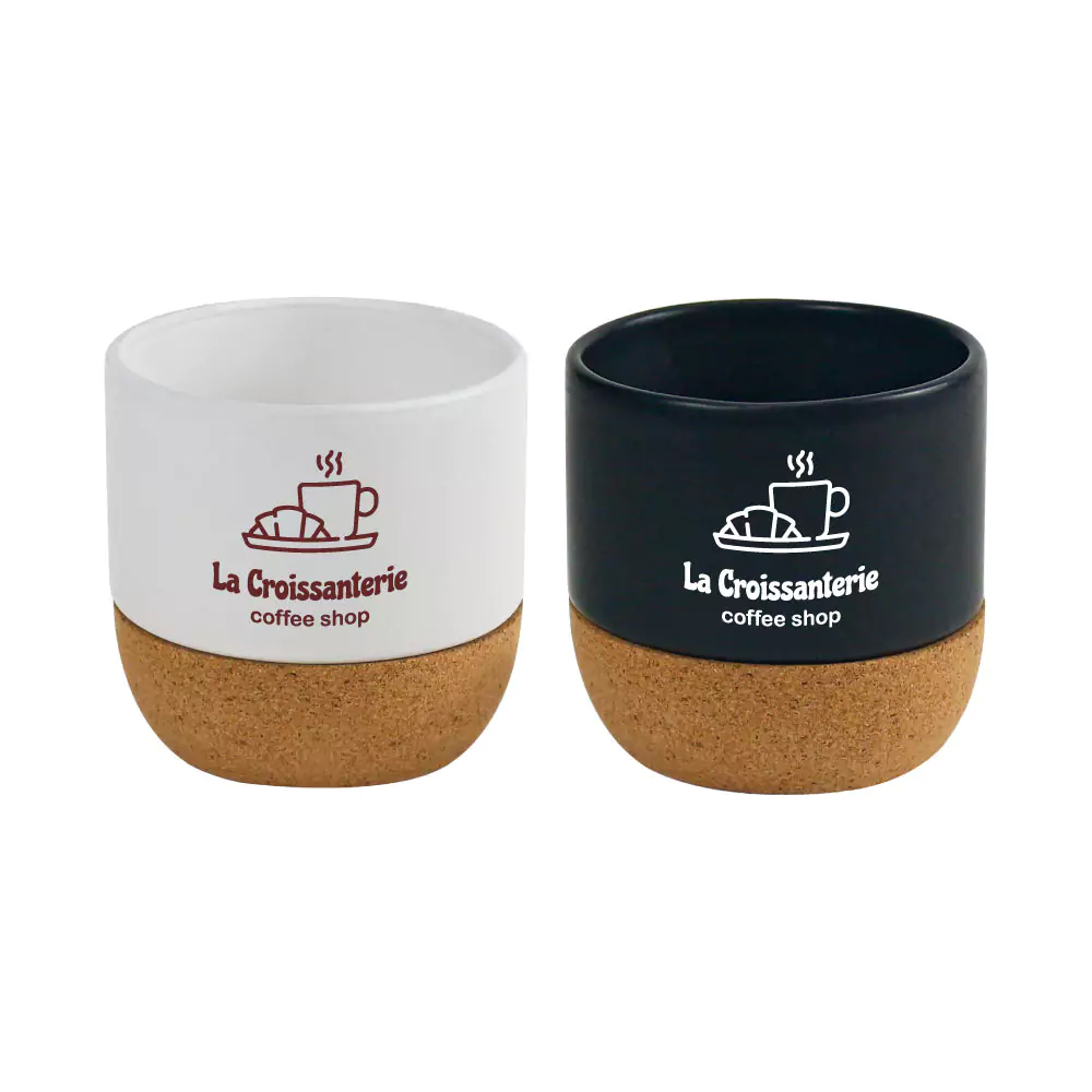 Ceramic Cup with Cork Base 6 oz Matte Finish-Black