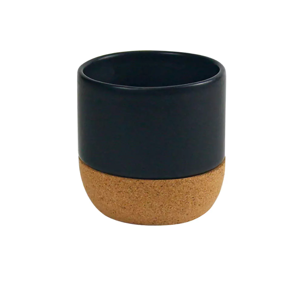 Ceramic Cup with Cork Base 6 oz Matte Finish-Black