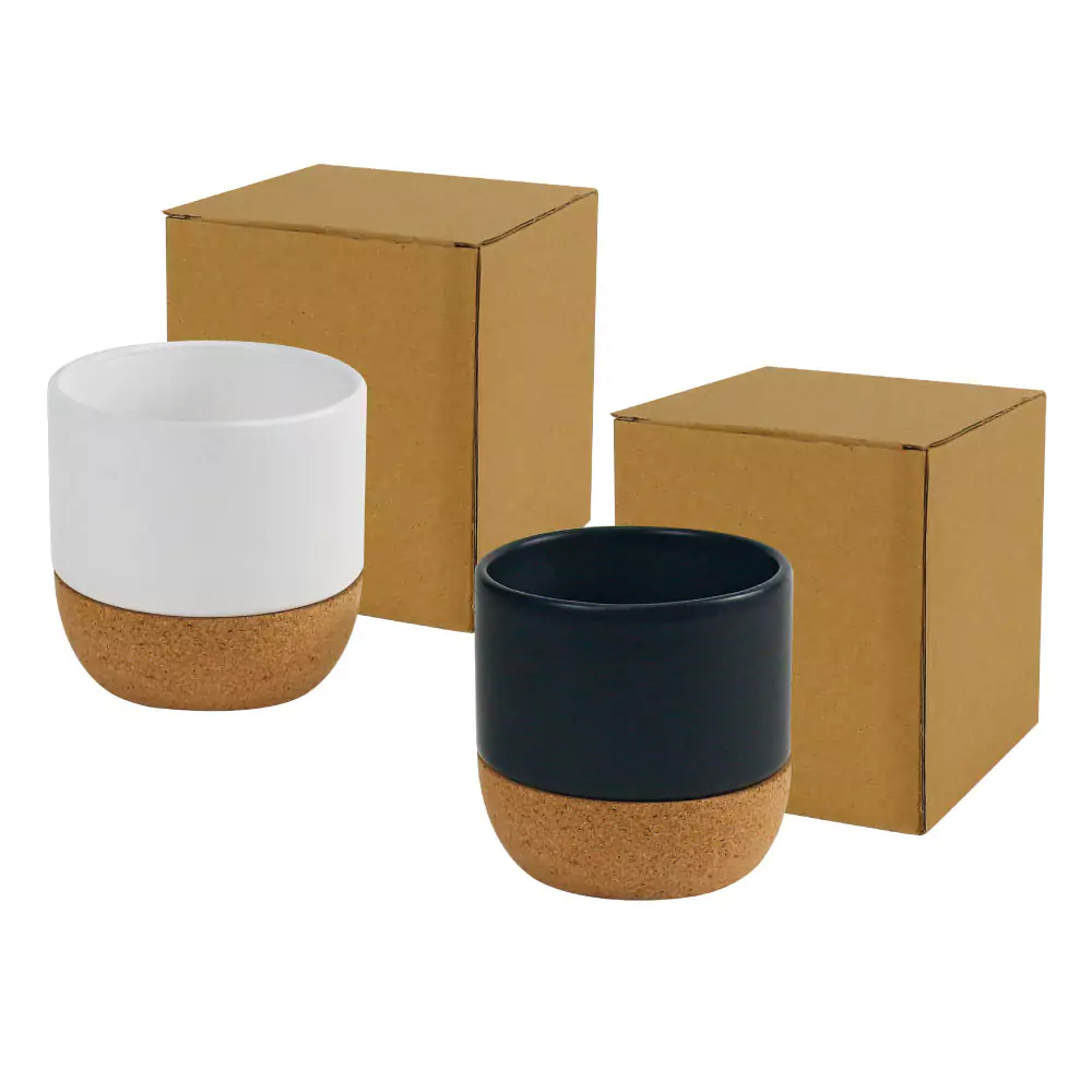Ceramic Cup with Cork Base 6 oz Matte Finish-Black