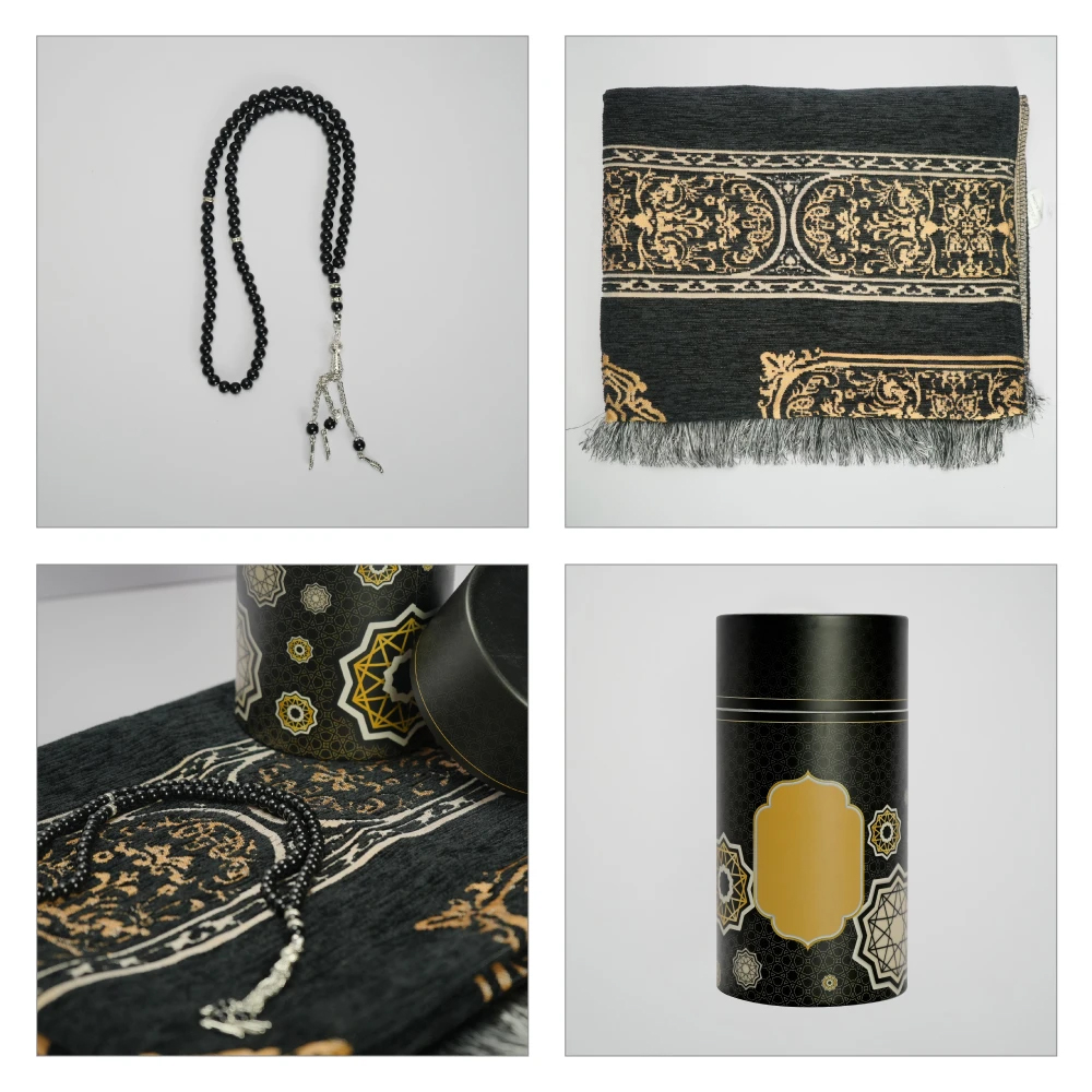 Prayer Mat with Tasbih in Tubular Box Best Ramadan Gifts-White