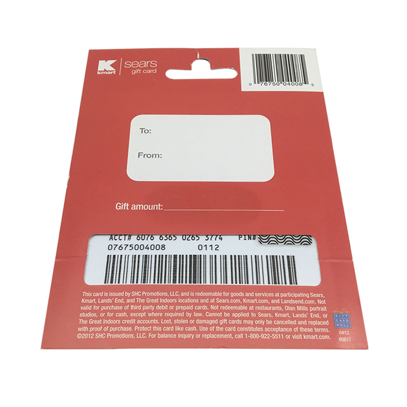 CR80 Custom Full Color PVC Gift Card with backer
