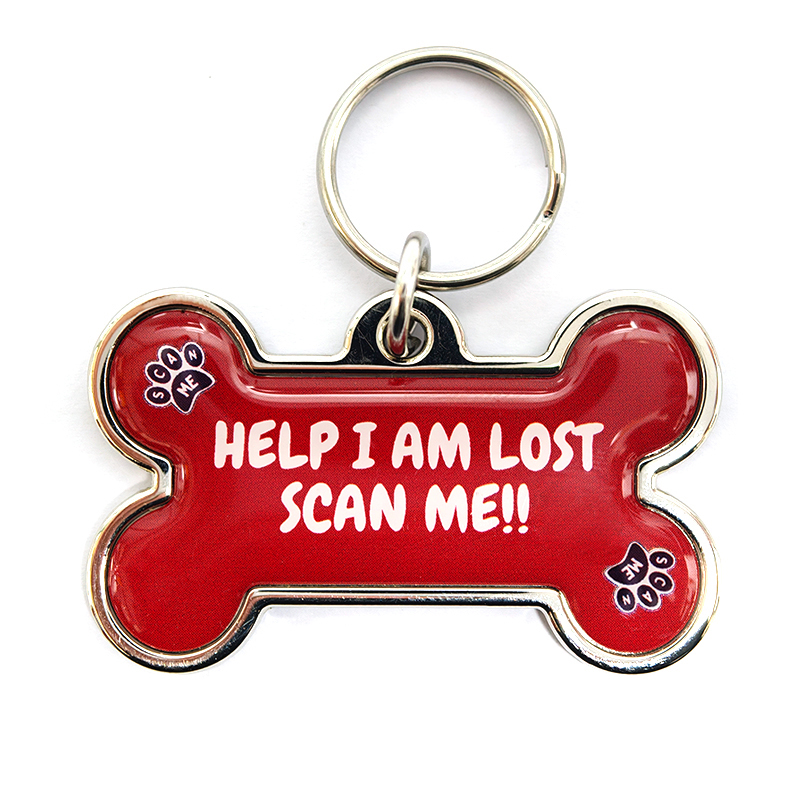 Bone Metal-Edge Epoxy Pet id Tag