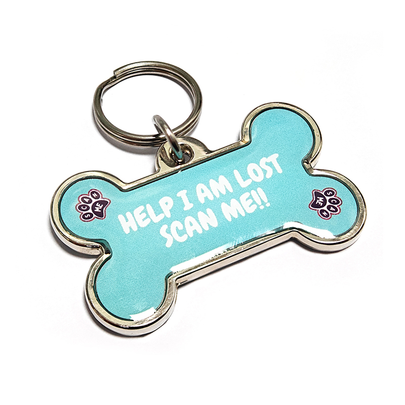 Bone Metal-Edge Epoxy Pet id Tag