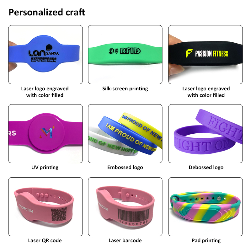 Reusable RFID Wristband Weatherproof NFC Silicone Bracelet