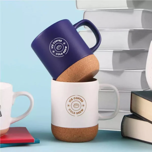 Ceramic Mugs with Lid and Cork Base 385 ml - alternate view