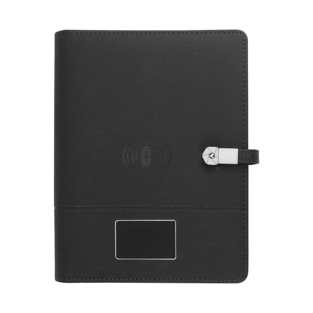 Wireless Powerbank Portfolio with USB & Light up Logo - alternate view