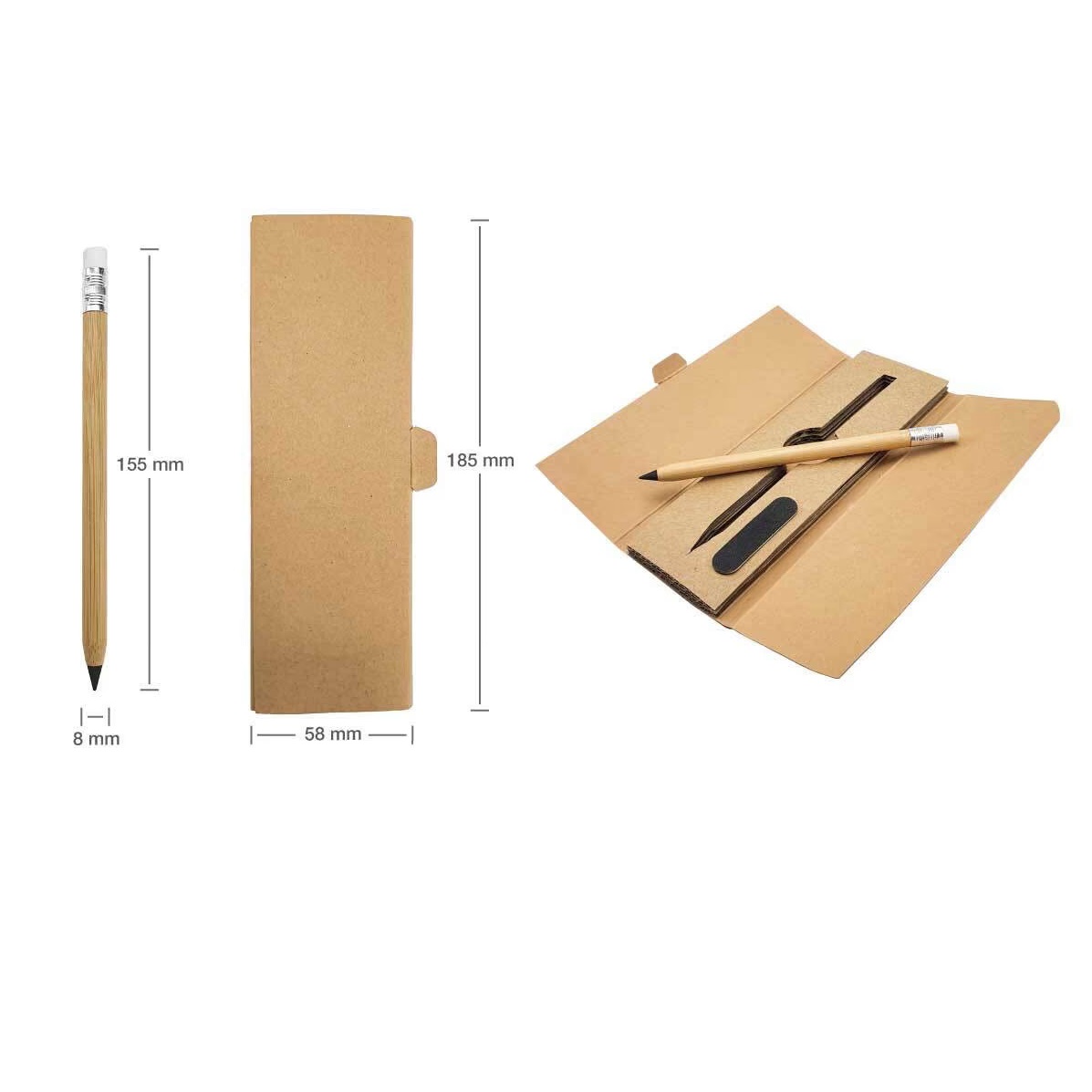 Bamboo Inkless Pens with Eraser, Writing in Black - alternate view