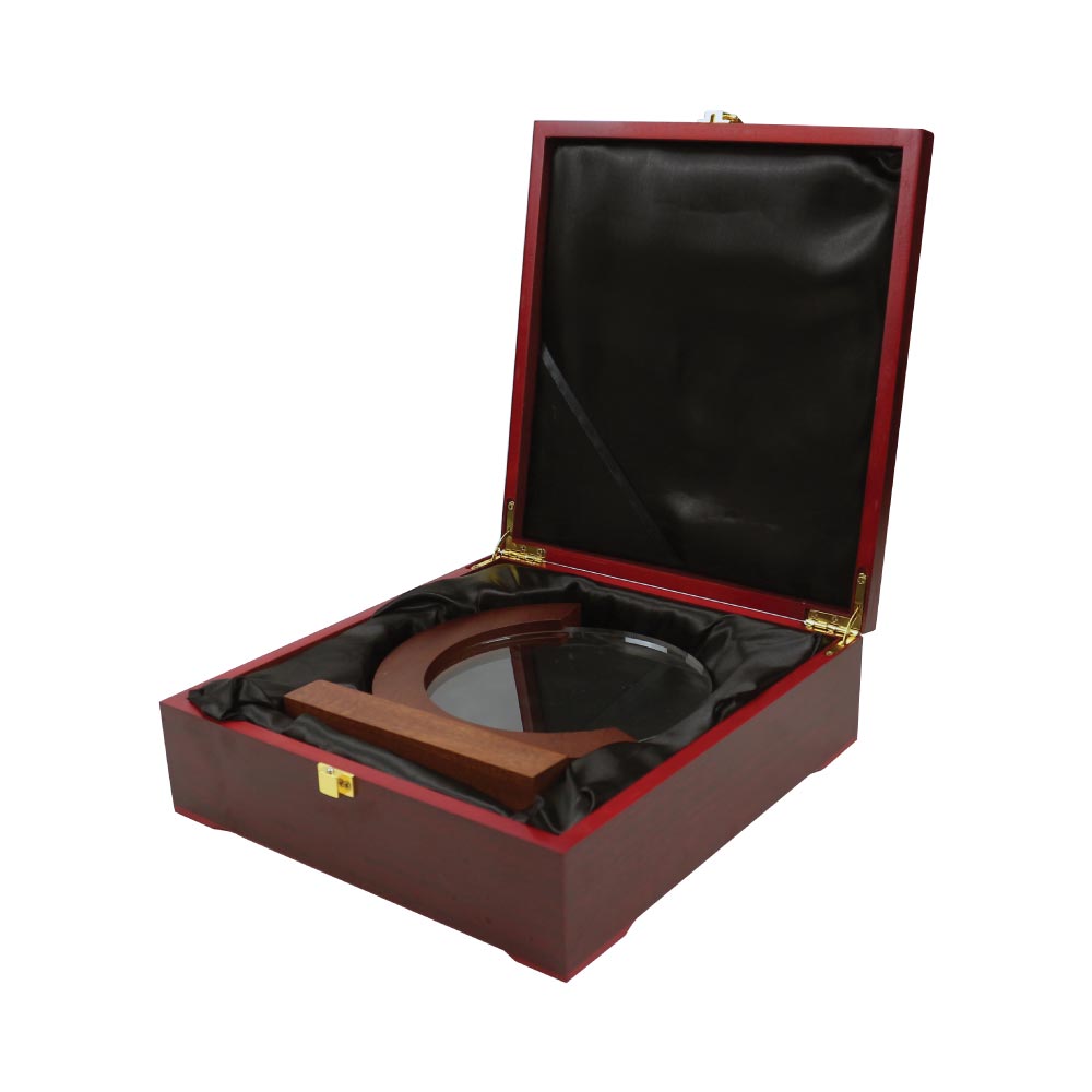 Round Moon Crystal Awards with Wooden Base - alternate view