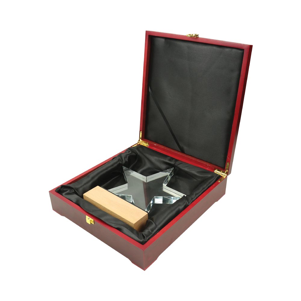 Star Shaped Crystal Awards with Wooden Base - alternate view