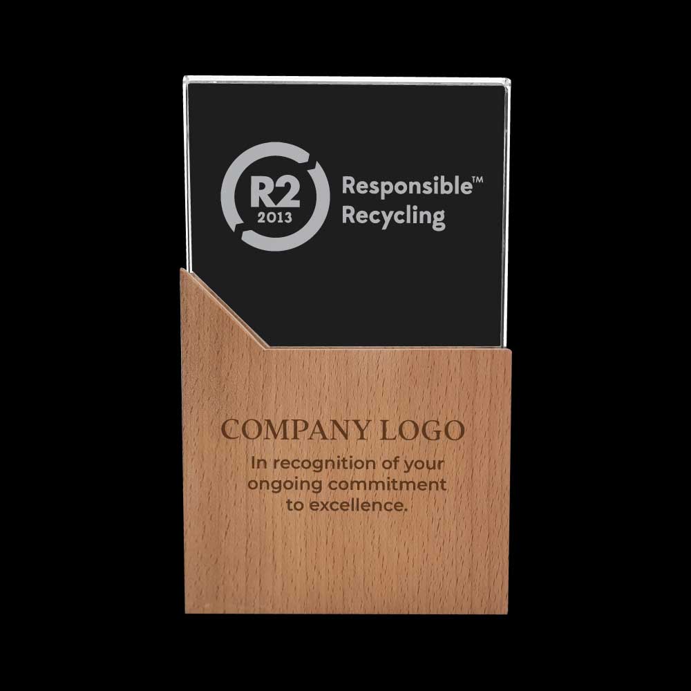Rectangle Shaped Wood and Crystal Awards with Box - alternate view