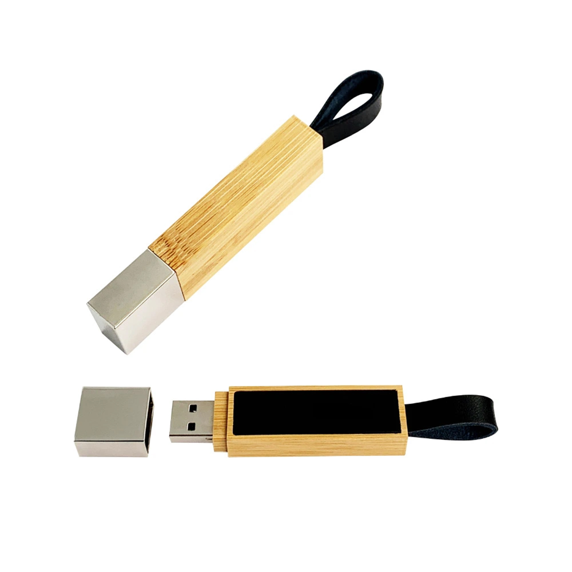 Bamboo LED Logo USB with Strap 64GB V. 3.0 - alternate view