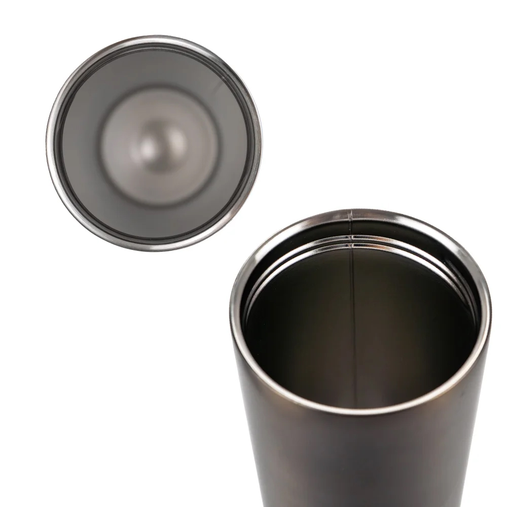 Double Wall SS Tumblers with Transparent Lid & Metal Straw – 500ml - alternate view