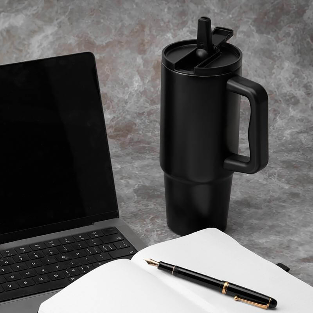 BERN 2.0 - Hans Larsen Recycled Stainless Steel Tumbler with Straw Lid - alternate view