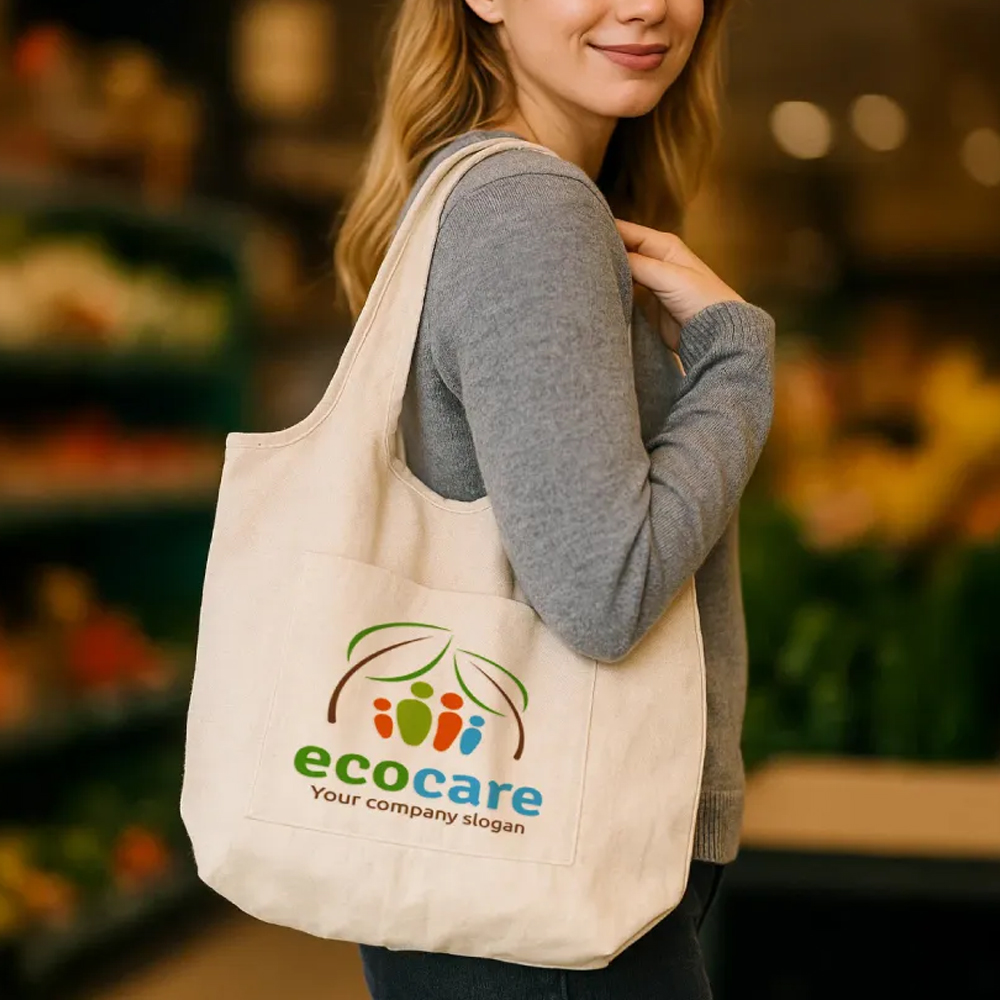 Cotton Hobo Bags with Front Pocket, 340 GSM (10 oz) - alternate view