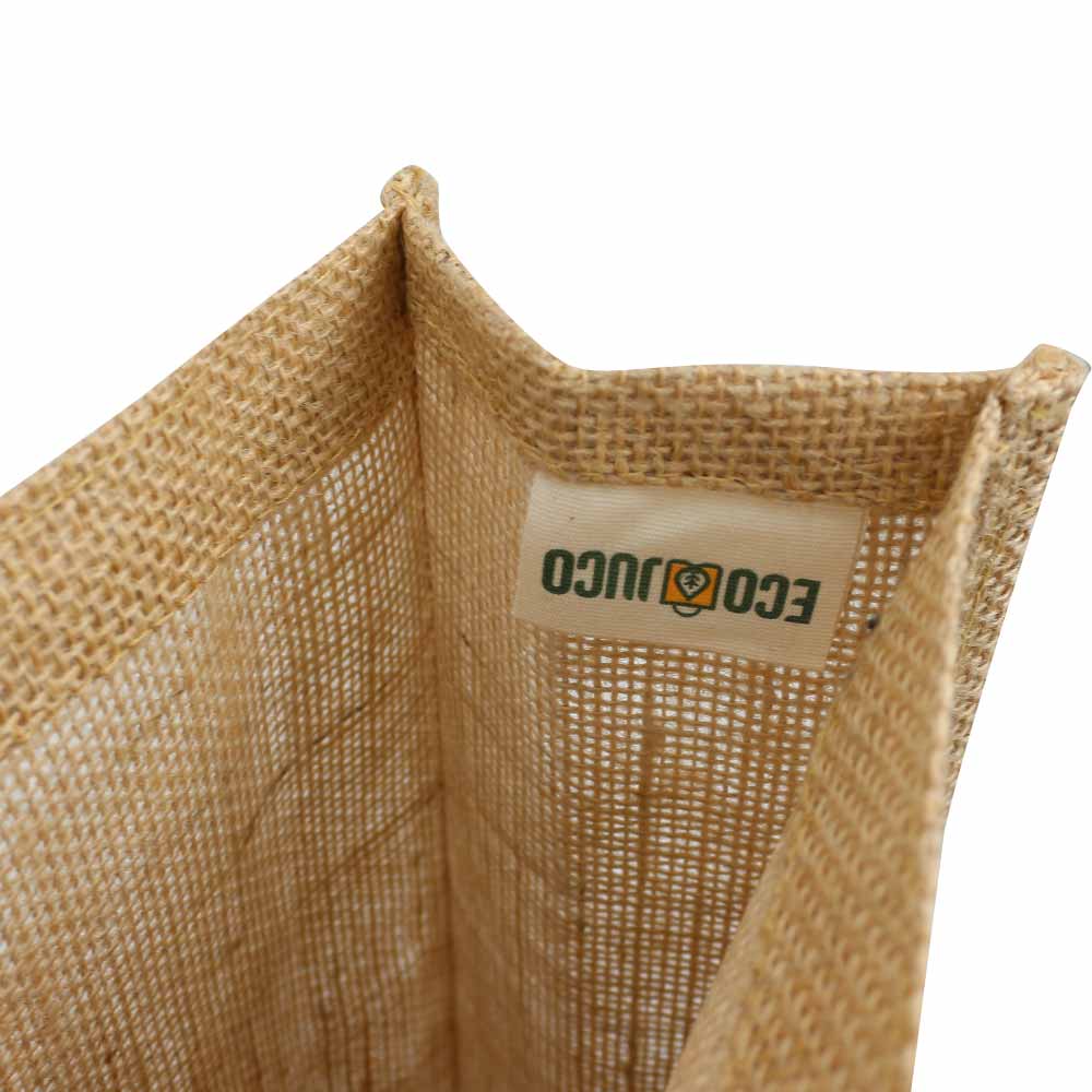 Jute Bag with Black Cotton Pocket and Handle - alternate view