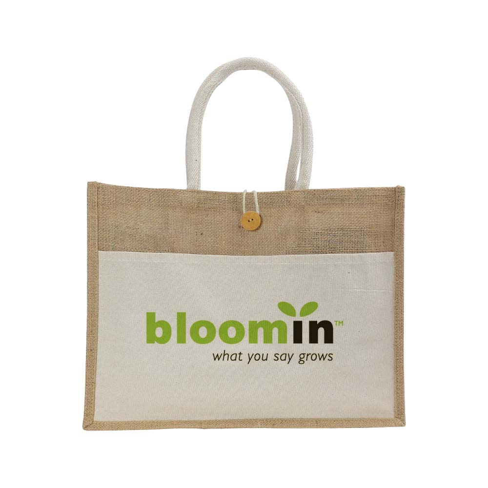 Jute Bags with Cotton Pocket and Handle - alternate view