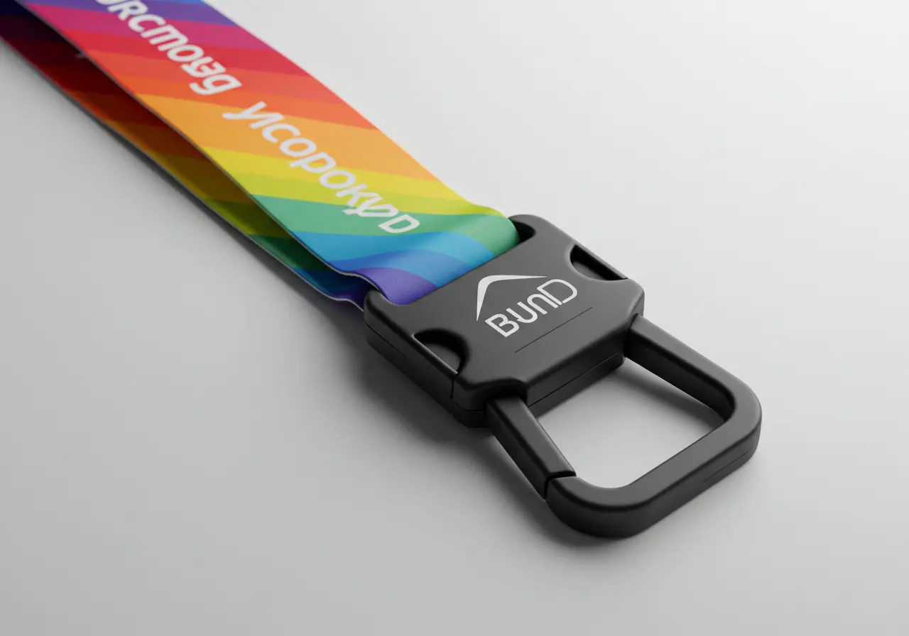 Corporate branded lanyard with safety breakaway