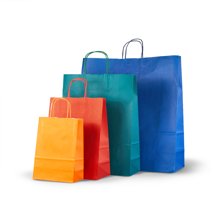 Custom printed kraft paper shopping bag with rope handles