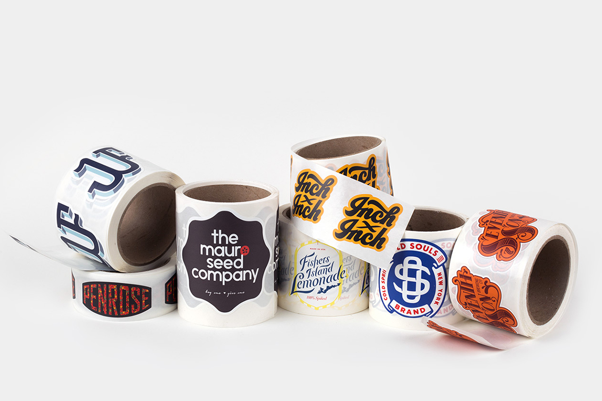 Custom die-cut labels with metallic printing