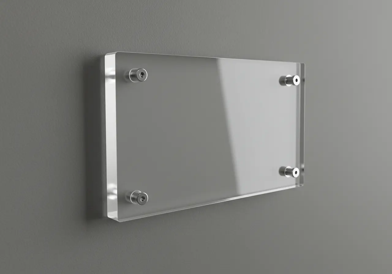 Modern acrylic plaque with standoff mounting