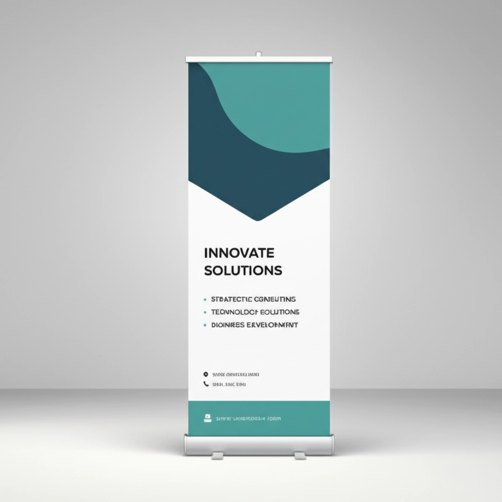 Corporate event roll up banner with company branding